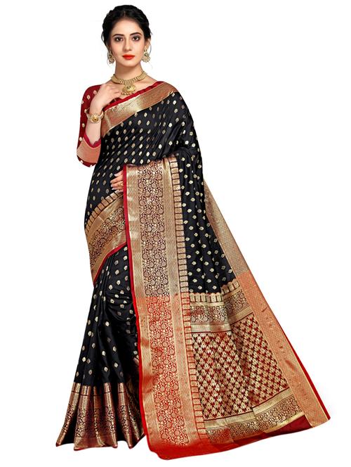 zari work woven saree with blouse - 18119568 - Very Small Image - 1