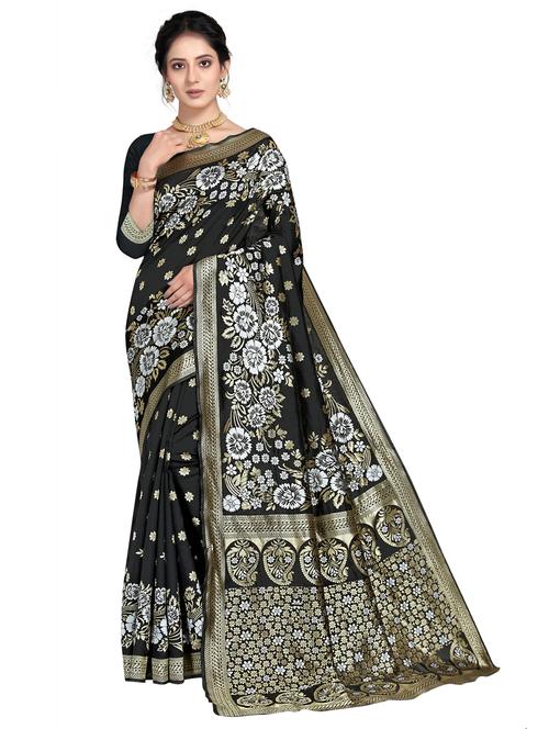 zari work woven saree with blouse - 18119576 - Very Small Image - 1