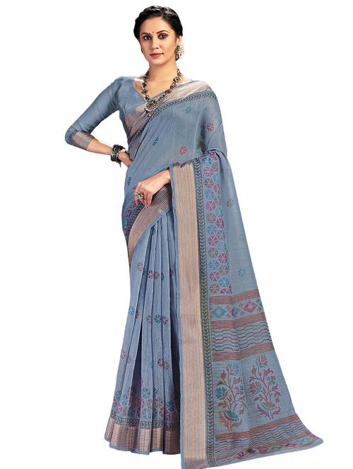 zari work woven saree with blouse - 18119622 - Very Small Image - 1