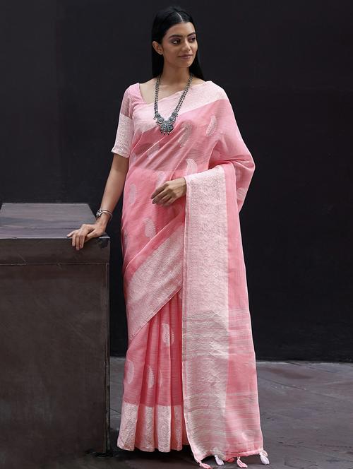 self design woven saree with blouse - 18119651 - Very Small Image - 1