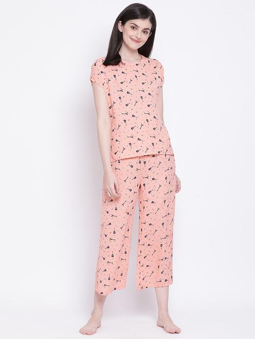 orange printed pyjama set - 18119976 - Very Small Image - 1
