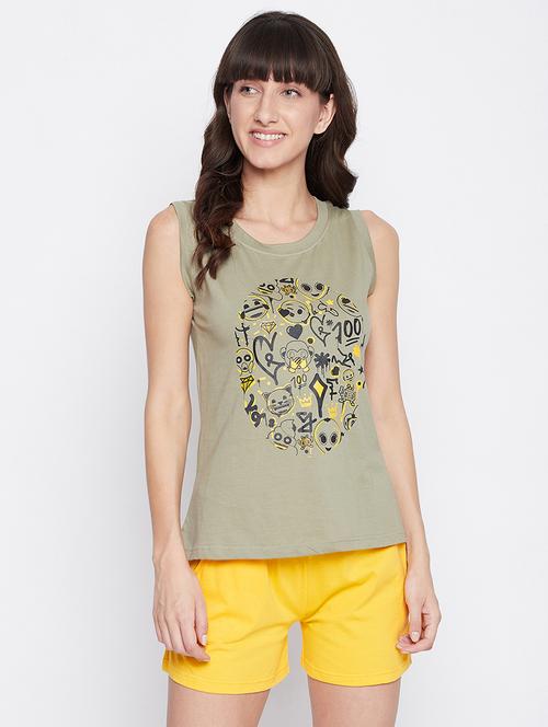 green printed shorts set - 18120017 - Very Small Image - 1