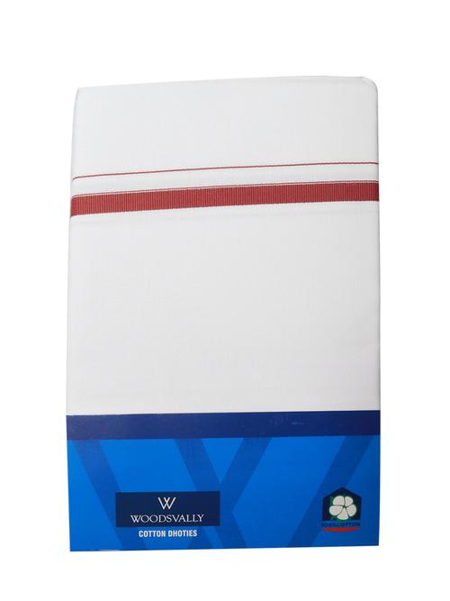 traditional men's 2 mtr white dhoti - 18120324 - Very Small Image - 1