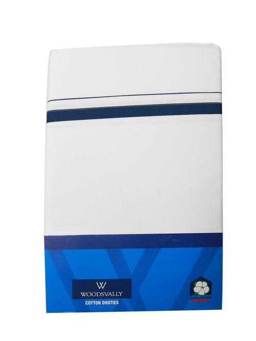 traditional men's 2 mtr white dhoti - 18120457 - Very Small Image - 1