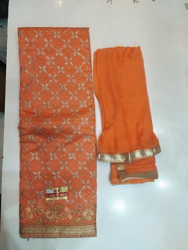 chanderi suit salwar and dupatta orange - 18120801 - Very Small Image - 1