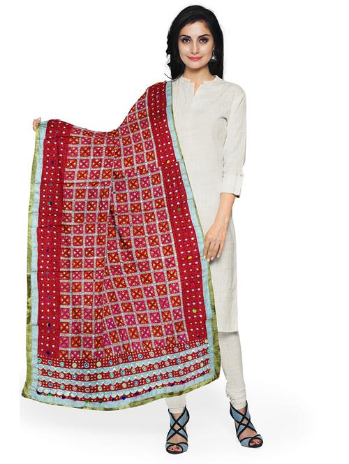 red poly chiffon dupatta - 18138158 - Very Small Image - 1