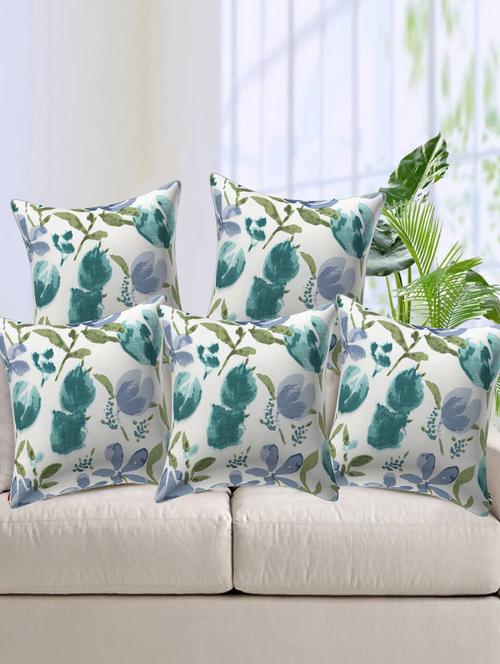 texstylers rversible assorted thick cotton block printed 16x16 inches jaipuri print cushion cover(pack of 5) - 18138396 - Very Small Image - 1
