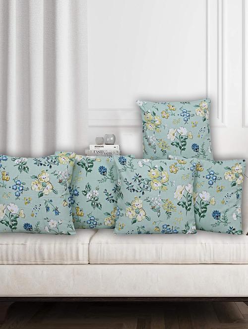 texstylers rversible assorted thick cotton block printed 16x16 inches jaipuri print cushion cover(pack of 5) - 18138410 - Very Small Image - 1
