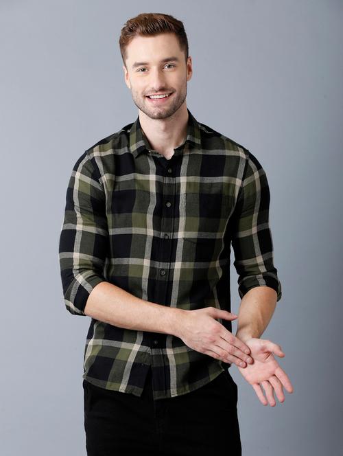 green checkered formal shirt - 18138433 - Very Small Image - 1