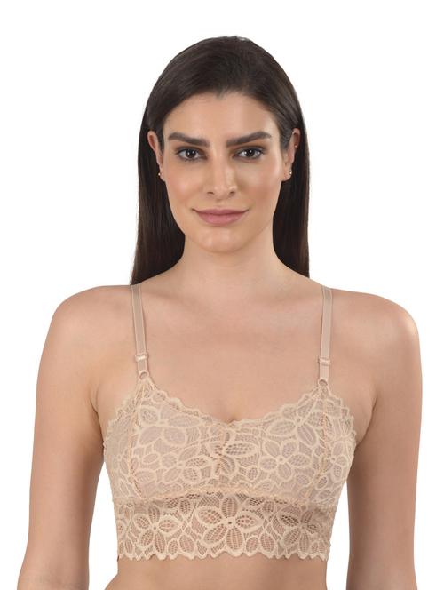 beige solid bralette bra - 18138464 - Very Small Image - 1