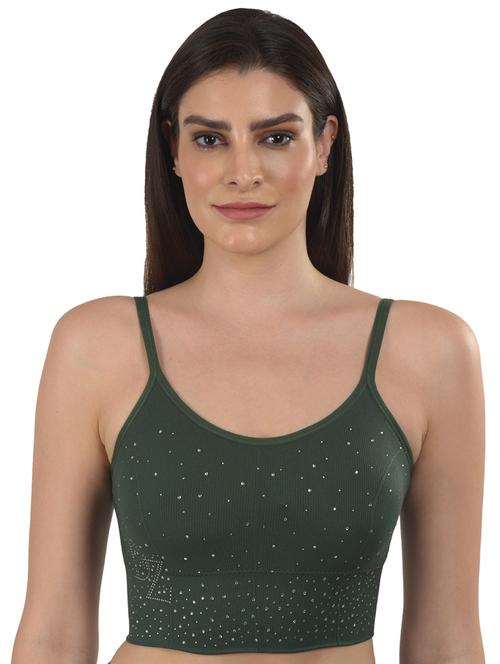 green solid bralette bra - 18138483 - Very Small Image - 1