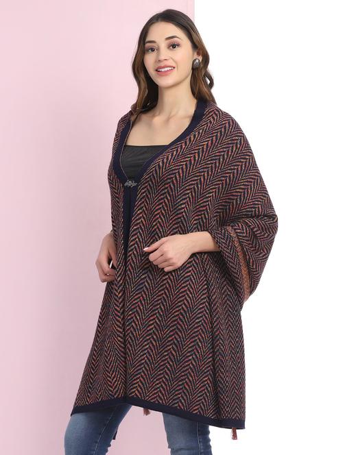 v-neck knitted poncho - 18138625 - Very Small Image - 1