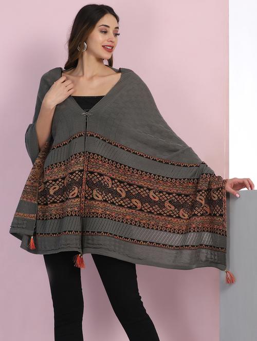 v-neck knitted poncho - 18138628 - Very Small Image - 1