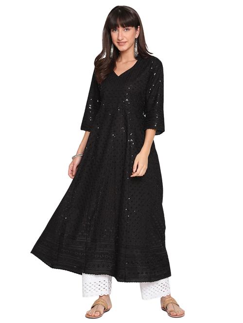 black cotton kurta salwar set - 18139714 - Very Small Image - 1