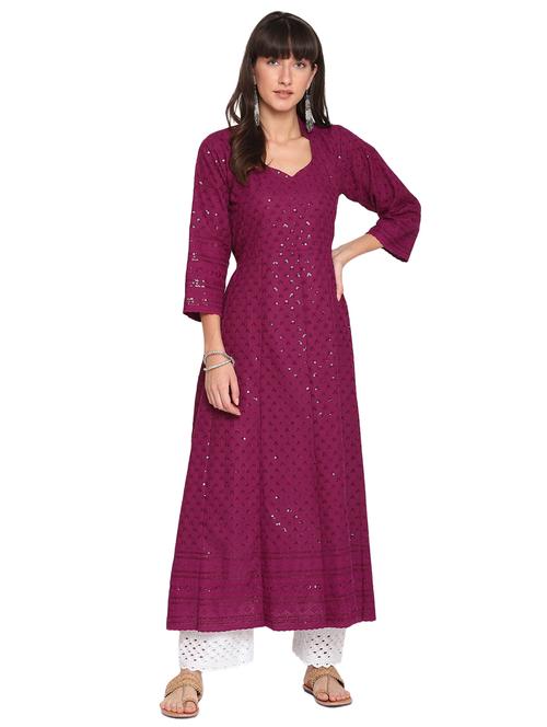 pink cotton kurta salwar set - 18139715 - Very Small Image - 1