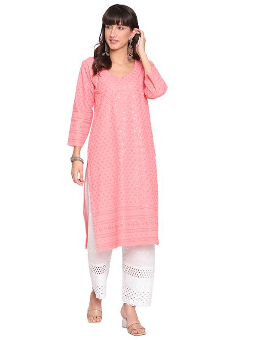 orange cotton kurta salwar set - 18139748 - Very Small Image - 1