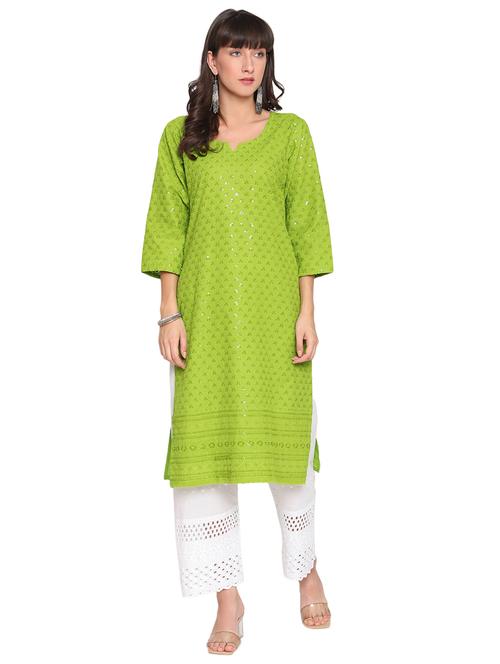 green cotton kurta salwar set - 18139752 - Very Small Image - 1