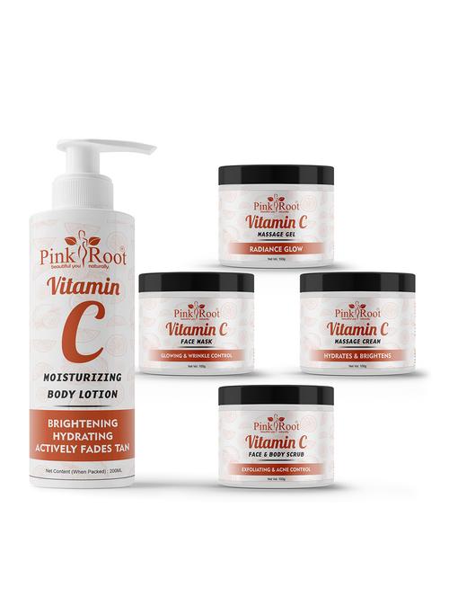 pink root vitamin c face & body scrub, face mask and moisturizing body lotion combo - 18139778 - Very Small Image - 1