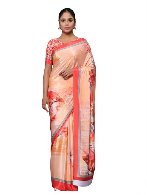 multi colored crepe printed saree with blouse - 18139811 - Very Small Image - 1
