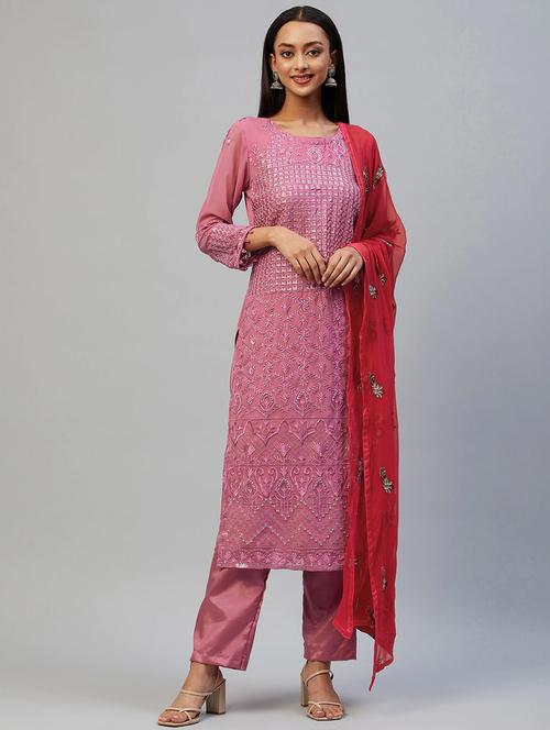 embroidered unstitched suit set - 18139929 - Very Small Image - 1