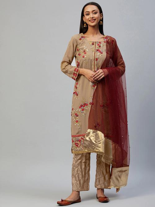 embroidered unstitched suit set - 18139936 - Very Small Image - 1