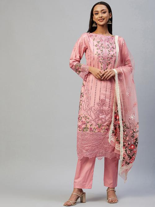 embroidered unstitched suit set - 18139943 - Very Small Image - 1