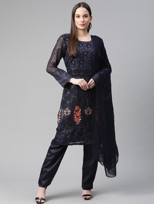 embroidered unstitched suit set - 18139956 - Very Small Image - 1