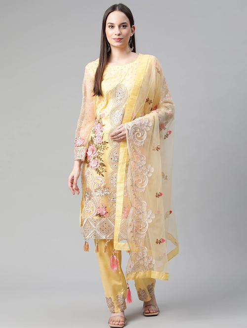 embroidered unstitched suit set - 18139961 - Very Small Image - 1