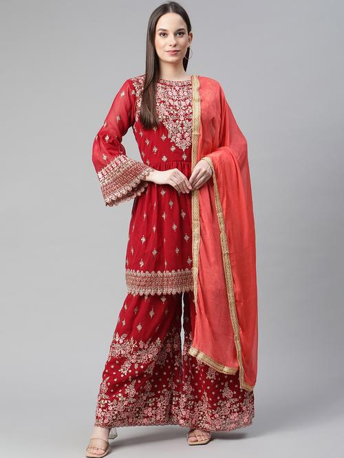 embroidered unstitched suit set - 18139966 - Very Small Image - 1