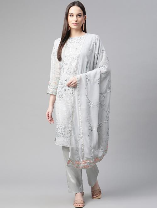embroidered unstitched suit set - 18139971 - Very Small Image - 1