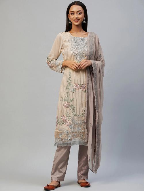 embroidered unstitched suit set - 18139988 - Very Small Image - 1