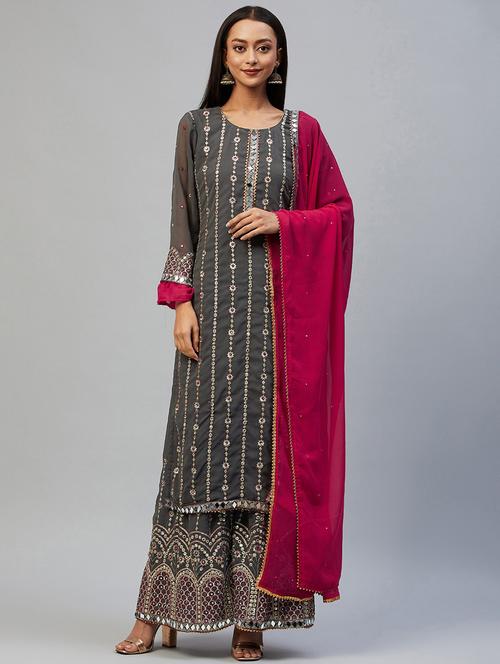 embroidered unstitched suit set - 18139993 - Very Small Image - 1