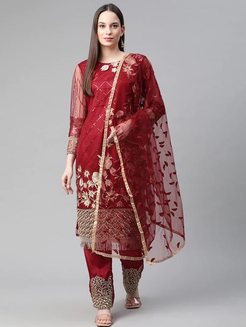 embroidered unstitched suit set - 18139994 - Very Small Image - 1