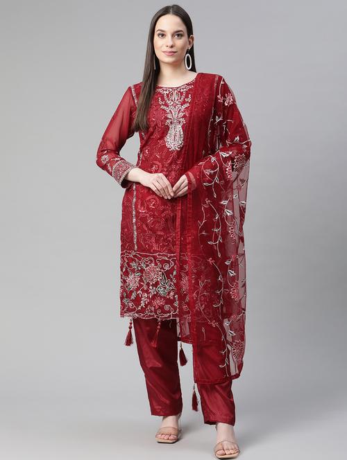 embroidered unstitched suit set - 18139995 - Very Small Image - 1