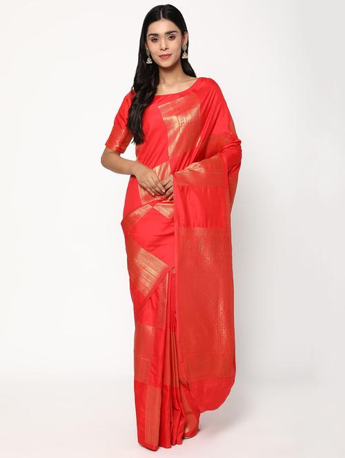 zari work woven saree with blouse - 18140690 - Very Small Image - 1
