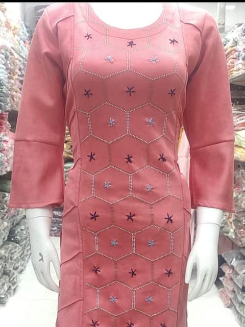 ladies kurti with pant fabric suede - 18141100 - Very Small Image - 1