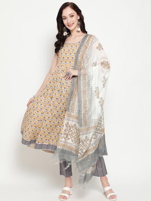 yellow printed suit set - 18141492 - Very Small Image - 1