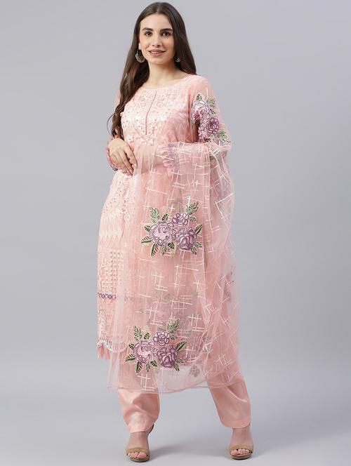 peach unstitched suit set - 18141567 - Very Small Image - 1