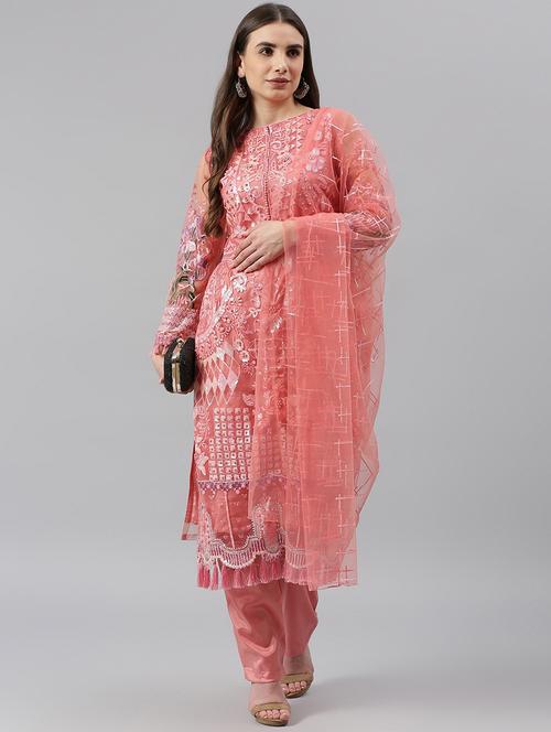 pink unstitched suit set - 18141569 - Very Small Image - 1