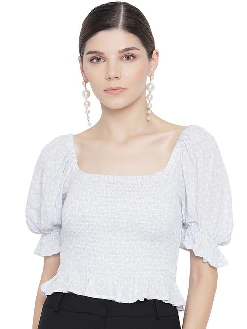 puff sleeves smocked top - 18141681 - Very Small Image - 1