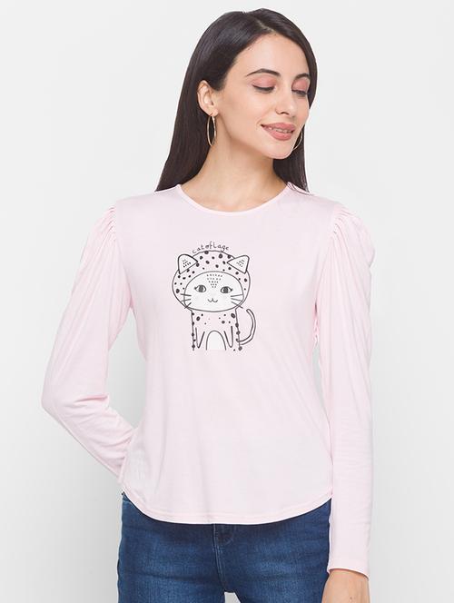women's front print round neck t-shirt - 18141973 - Very Small Image - 1