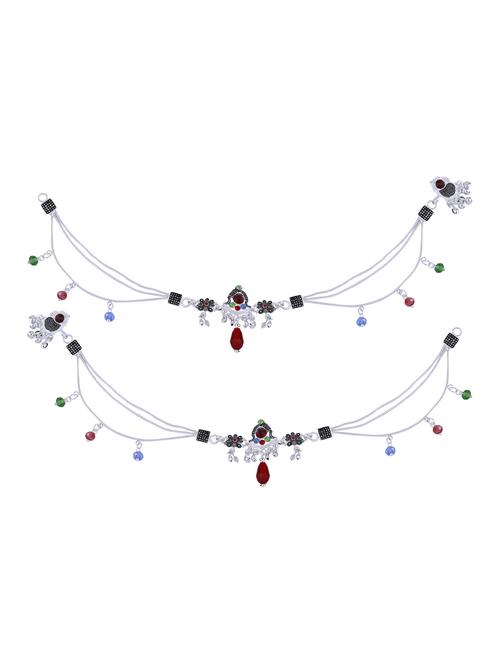 silver brass anklets and payal - 18142028 - Very Small Image - 1