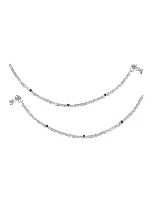 silver brass anklets and payal - 18142037 - Very Small Image - 1