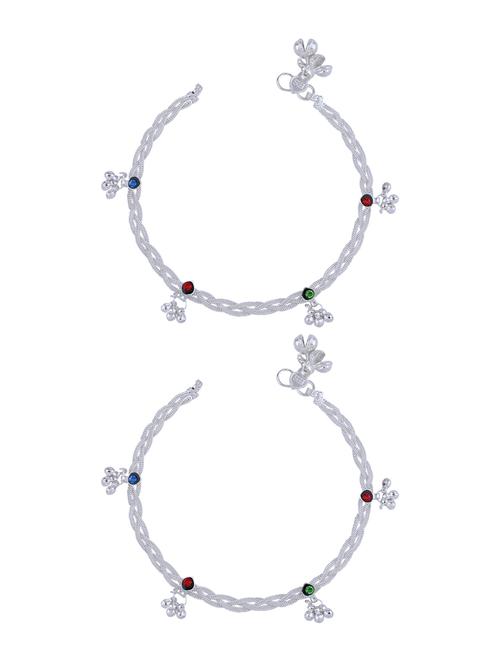 silver brass anklets and payal - 18142043 - Very Small Image - 1