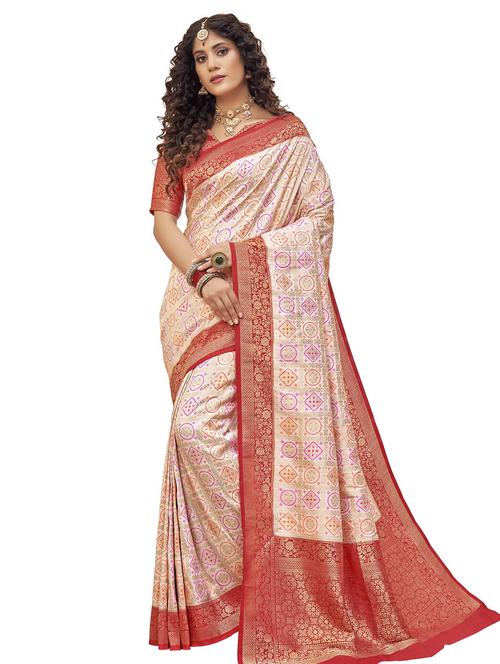zari work woven saree with blouse - 18142572 - Very Small Image - 1