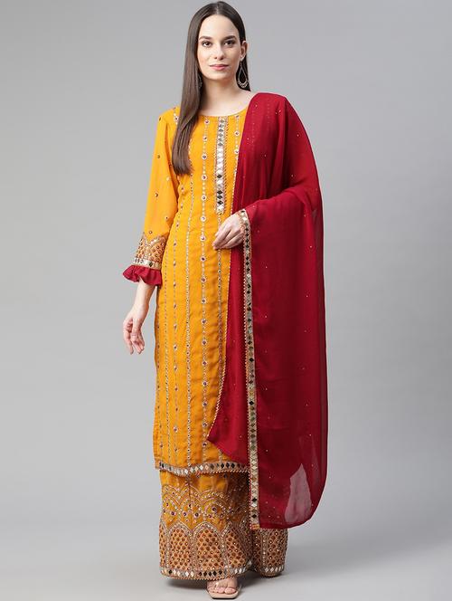 yellow unstitched suit set - 18142620 - Very Small Image - 1