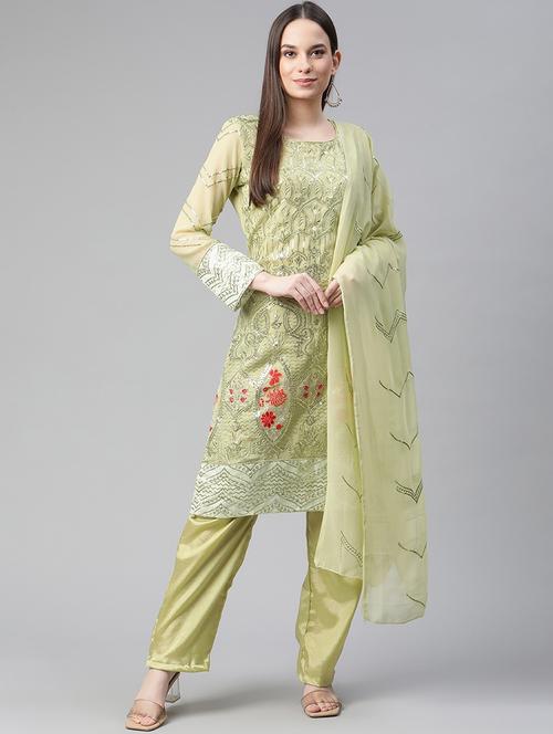 green unstitched suit set - 18142621 - Very Small Image - 1