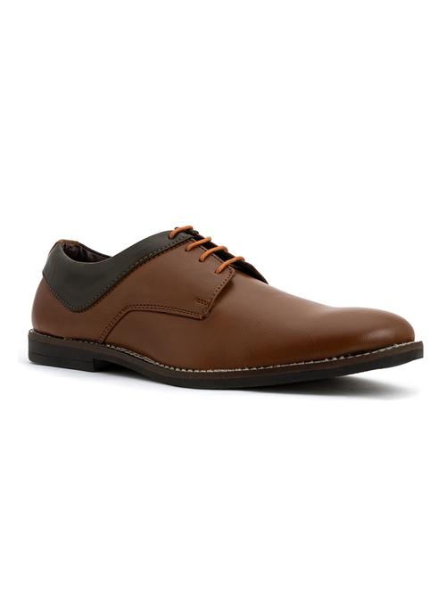 tan synthetic & mesh laceup derbies - 18143545 - Very Small Image - 1