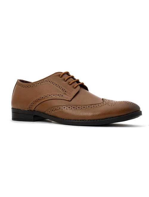 tan synthetic & mesh laceup derbies - 18143546 - Very Small Image - 1