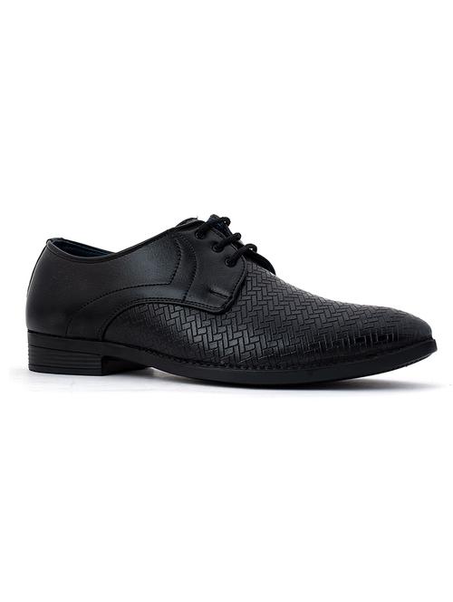black synthetic & mesh laceup derbies - 18143549 - Very Small Image - 1